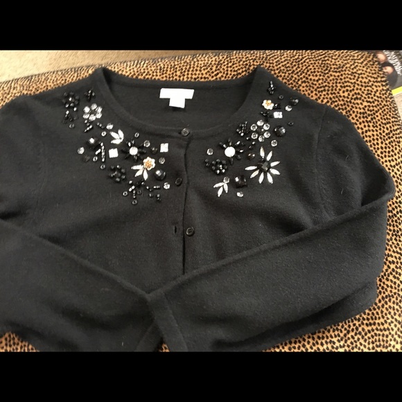 Beautiful embellished black cardigan, Garnet Hill. - Picture 4 of 8